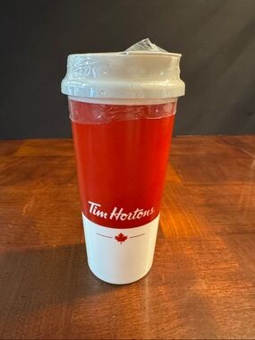 Tim Hortons Red White Travel Cup Tumbler New Sealed